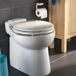 Wc Chimique Et Broyeur|TurboFlush WC broyeur compact l.24,5 x H.47 x P.54,5 cm, blanc en céramique anticalcaire, 500W, double chasse et abattant antibactérien