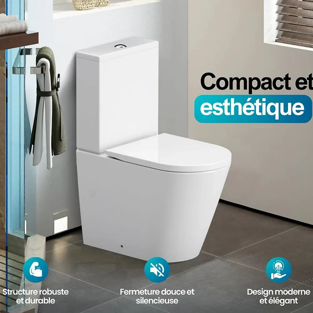Dileci WC en Céramique Blanche à poser - Design moderne