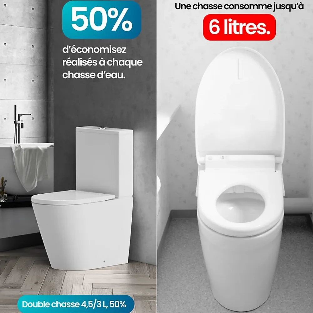 Dileci WC en Céramique Blanche à poser - Design moderne