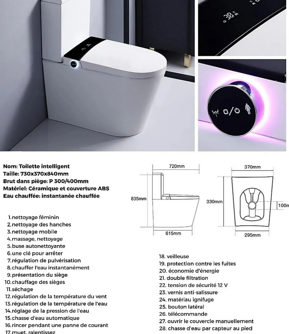 Rentside WC JAPONAIS EN CERAMIQUE - T5 WALL HUNG SUR PIEDS