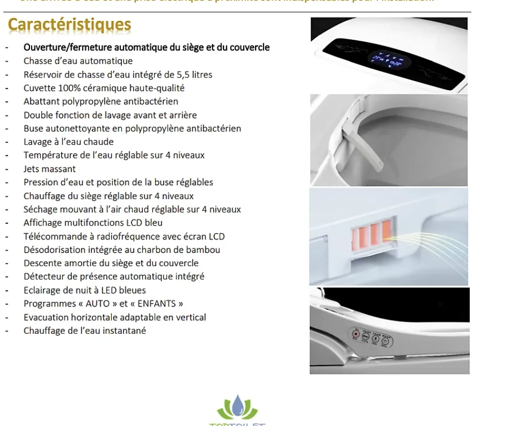 Wc Japonais|Toptoilet WC Japonais Monobloc Luxe Platinium 2 Plus