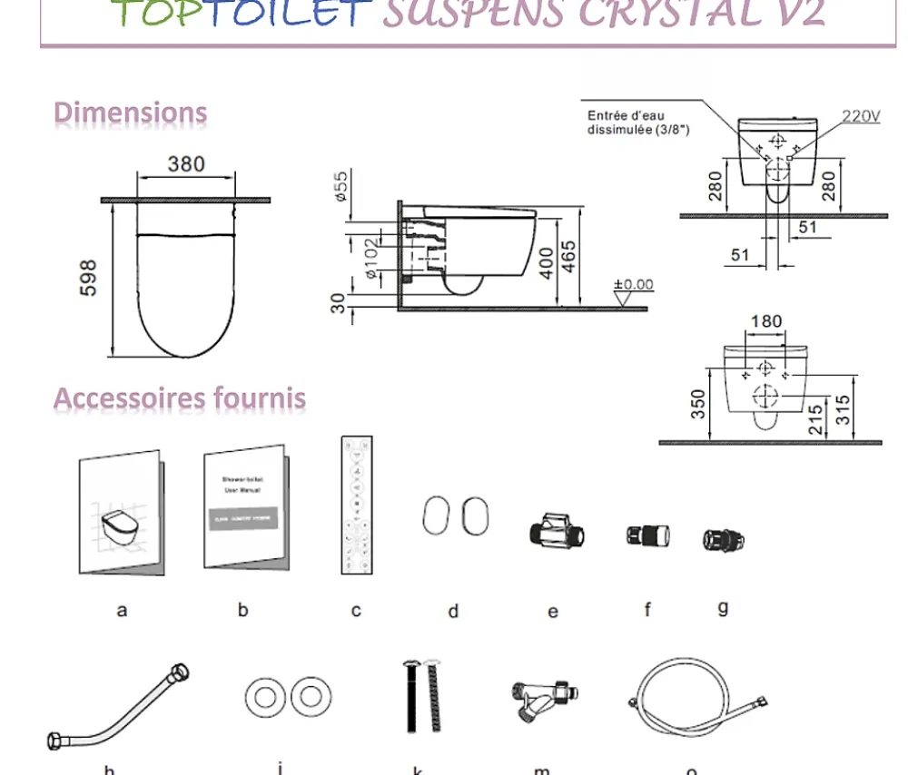 Toptoilet WC Japonais Suspendu CRYSTAL 2