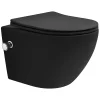 Wc Suspendu|Luxebath WC suspendu chasse d'eau tornado fonction bidet noir mat avec siège Softclose