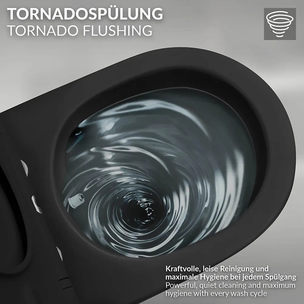 Wc Suspendu|Luxebath WC suspendu chasse d'eau tornado fonction bidet noir mat avec siège Softclose
