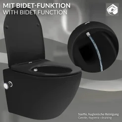 Wc Suspendu|Luxebath WC suspendu chasse d'eau tornado fonction bidet noir mat avec siège Softclose