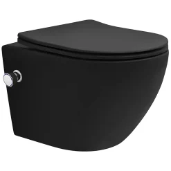 Wc Suspendu|Luxebath WC suspendu chasse d'eau tornado nano fonction bidet noir mat Softclose
