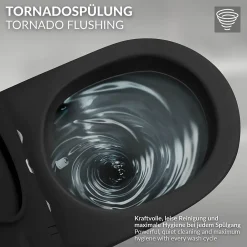 Wc Suspendu|Luxebath WC suspendu chasse d'eau tornado nano fonction bidet noir mat Softclose