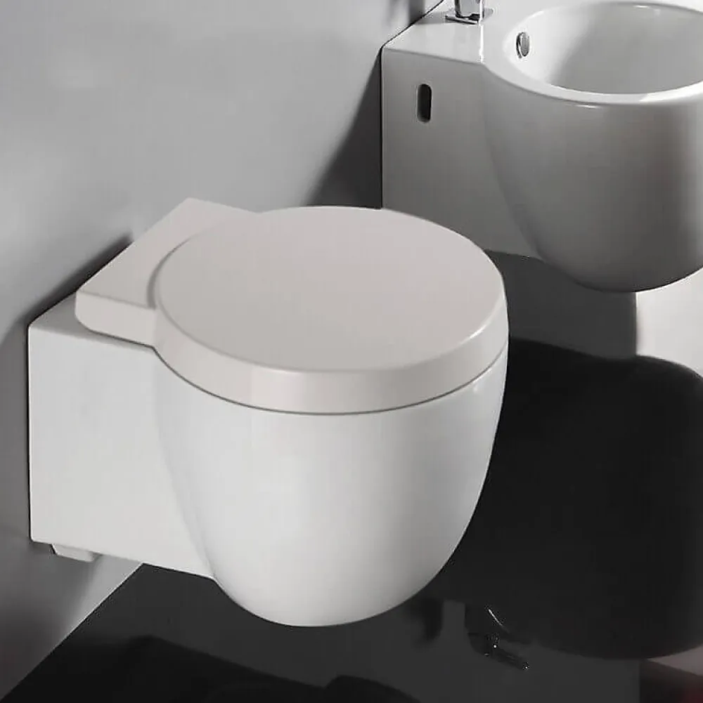 Wc Suspendu|Rue Du Bain WC Suspendu Compact Avec Abattant Céramique Blanc - 50x41 cm - Charm
