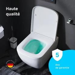 Wc Suspendu|Am.Pm Europe WC suspendu céramique sans bride cuvette WC suspendu sans bord FlashClean abattant amov. frein chute softclose blanc AM.PM Gem