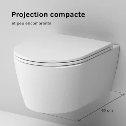 Wc Suspendu|Am.Pm Europe WC suspendu céramique sans bride cuvette WC suspendu sans bord FlashClean abattant amov. frein chute softclose blanc AM.PM Func