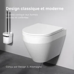 Am.Pm Europe WC suspendu céramique sans bride cuvette WC suspendu sans bord FlashClean abattant amov. frein chute softclose blanc AM.PM
