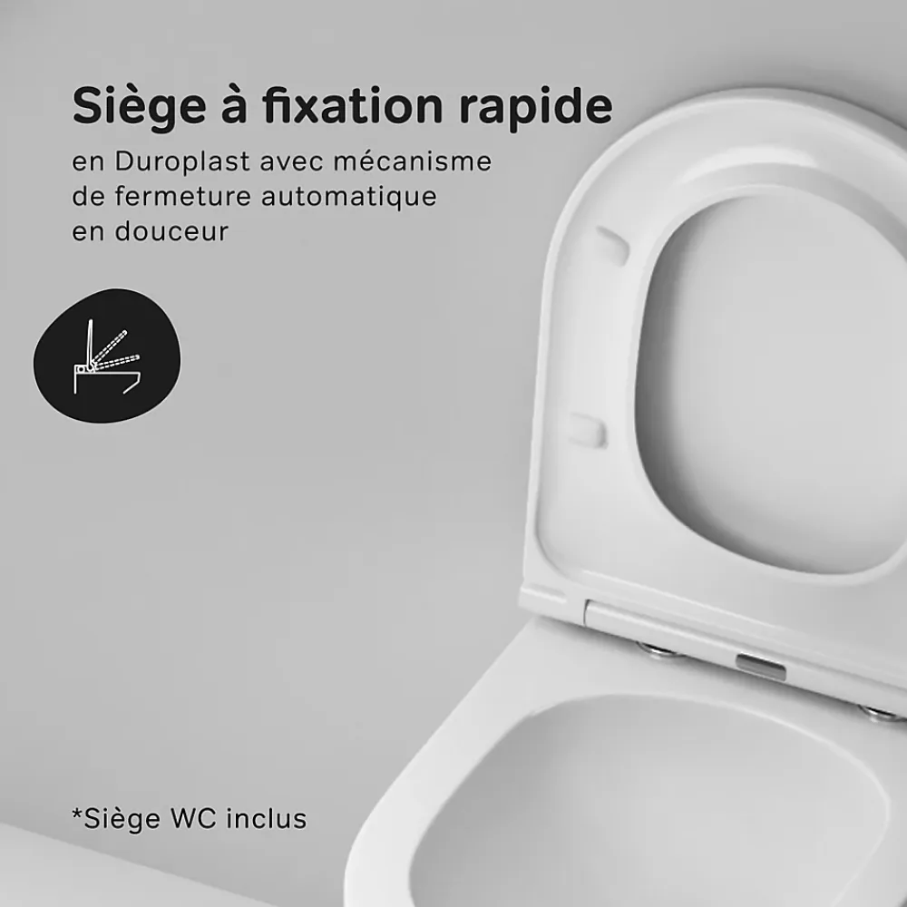 Am.Pm Europe WC suspendu céramique sans bride cuvette WC suspendu sans bord FlashClean abattant amov. frein chute softclose blanc AM.PM