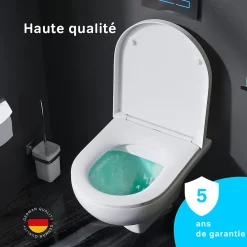 Wc Suspendu|Am.Pm Europe WC suspendu céramique sans bride cuvette WC suspendu sans bord FlashClean abattant amov. frein chute softclose blanc AM.PM Hit