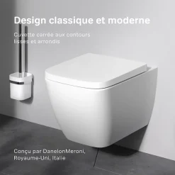 Wc Suspendu|Am.Pm Europe WC suspendu céramique sans bride cuvette WC suspendu sans bord FlashClean abattant amov. frein chute softclose, blanc AM.PM Gem