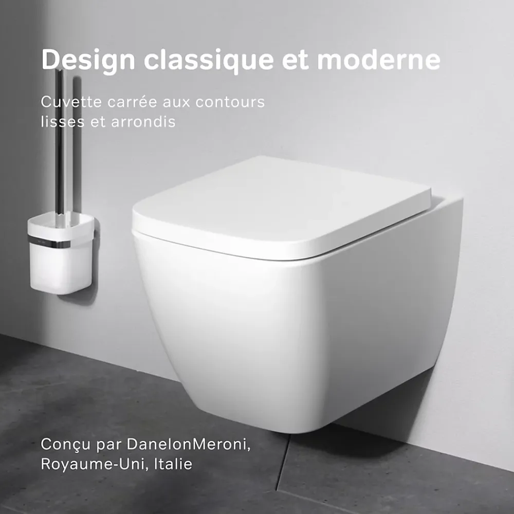 Wc Suspendu|Am.Pm Europe WC suspendu céramique sans bride cuvette WC suspendu sans bord FlashClean abattant amov. frein chute softclose, blanc AM.PM Gem