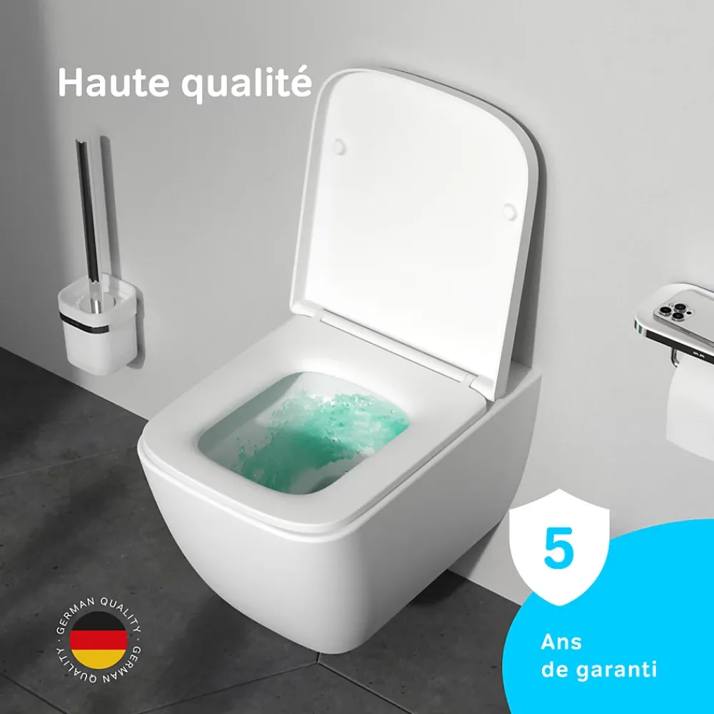 Wc Suspendu|Am.Pm Europe WC suspendu céramique sans bride cuvette WC suspendu sans bord FlashClean abattant amov. frein chute softclose, blanc AM.PM Gem