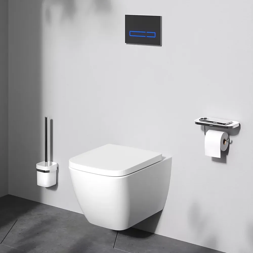Wc Suspendu|Am.Pm Europe WC suspendu céramique sans bride cuvette WC suspendu sans bord FlashClean abattant amov. frein chute softclose, blanc AM.PM Gem