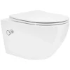 Luxebath WC suspendu en céramique cuvette sans rebord long fonction bidet avec siège