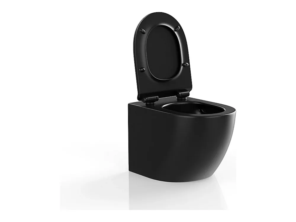 Wc Suspendu|Vente-unique WC suspendu noir mat en céramique sans bride - JAVOINE