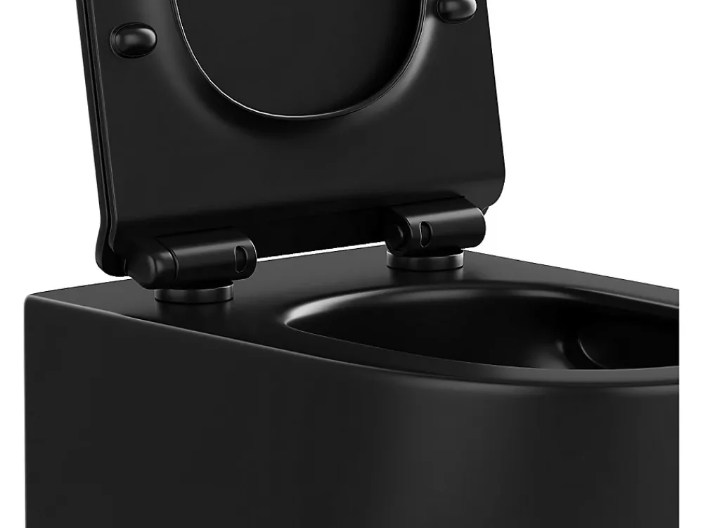 Wc Suspendu|Vente-unique WC suspendu noir mat en céramique sans bride - JAVOINE