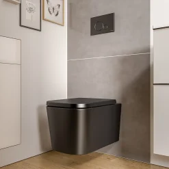 Bernstein WC suspendu Noir mat 36x52x36cm (LxPxH) sans rebord, abattant fermeture progressive + soft-close - LAVOA