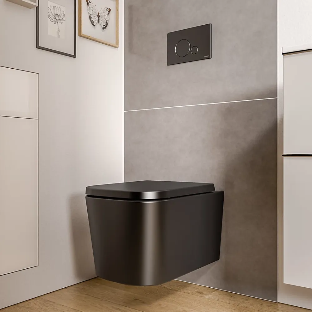 Bernstein WC suspendu Noir mat 36x52x36cm (LxPxH) sans rebord, abattant fermeture progressive + soft-close - LAVOA