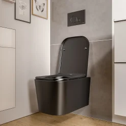 Bernstein WC suspendu Noir mat 36x52x36cm (LxPxH) sans rebord, abattant fermeture progressive + soft-close - LAVOA