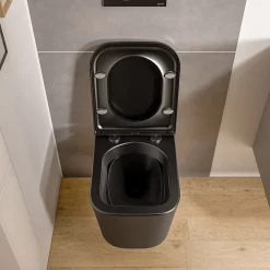 Bernstein WC suspendu Noir mat 36x52x36cm (LxPxH) sans rebord, abattant fermeture progressive + soft-close - LAVOA