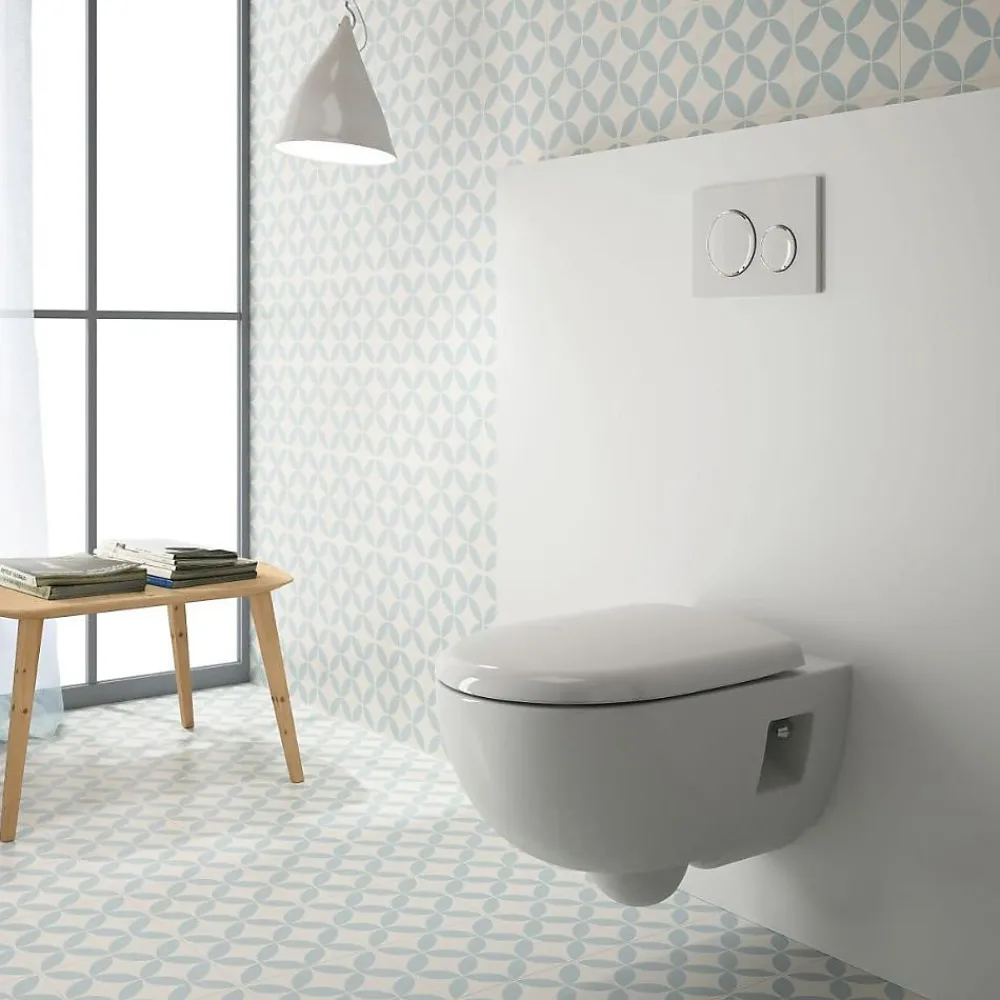 Geberit WC suspendu sans bride Renova, semi-caréné + abattant ralenti et déclipsable, Blanc