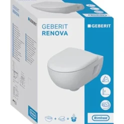 Geberit WC suspendu sans bride Renova, semi-caréné + abattant ralenti et déclipsable, Blanc