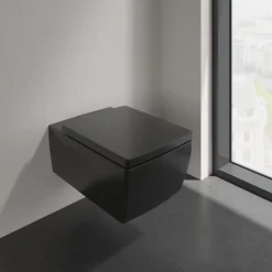 Wc Suspendu|Villeroy & Boch WC suspendu sans bride VILLEROY ET BOCH Memento 2.0 avec abattant Pure Black