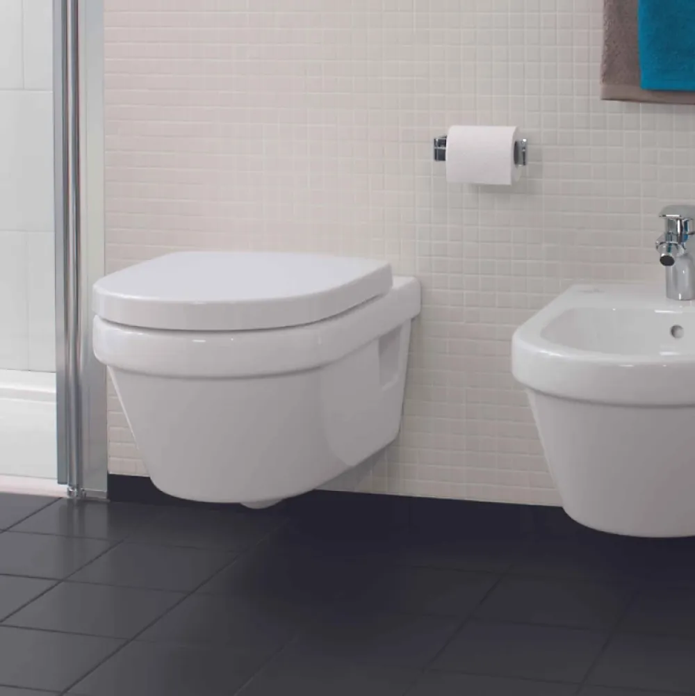 Wc Suspendu|Villeroy & Boch WC suspendu sans bride VILLEROY ET BOCH Architectura + abattant + bati support GROHE + plaque de commande blanche