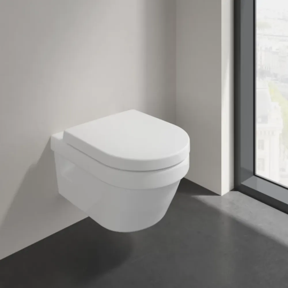 Wc Suspendu|Villeroy & Boch WC suspendu sans bride VILLEROY ET BOCH Architectura + abattant + bati support GROHE + plaque de commande blanche