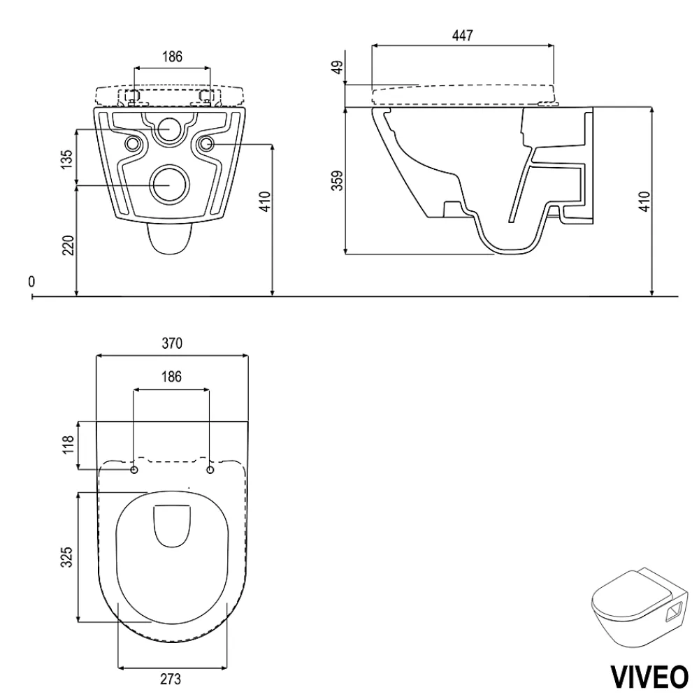 Bernstein WC suspendu sans rebord, Cuvette supendue avec abattant fermeture en douceur - 37x36x54cm - Blanc brillant - VIVEO