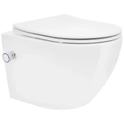 Luxebath WC suspendu sans rebord nano revêtement fonction bidet blanc céramique