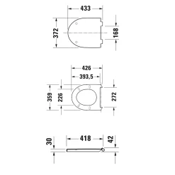 Wc Suspendu|Duravit WC suspendu, Toilettes suspendues sans rebord avec abattant fermeture en douceur - 37,2x32x57,5cm - Blanc mat - DuraVento