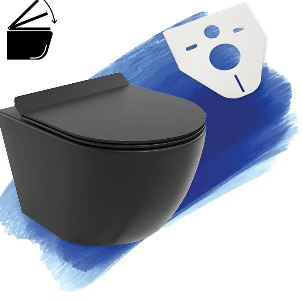 Badland WC Toilettes : cuvette noire avec siège de toilette Slim Soft-Close