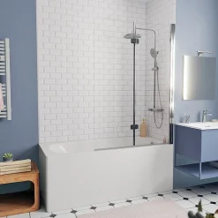 Kolo by Geberit 160x70 cm Ensemble baignoire Opal Plus universelle +Pare baignoire pliable, 2 volets chrome + pieds (XWP1260000-SETP2)