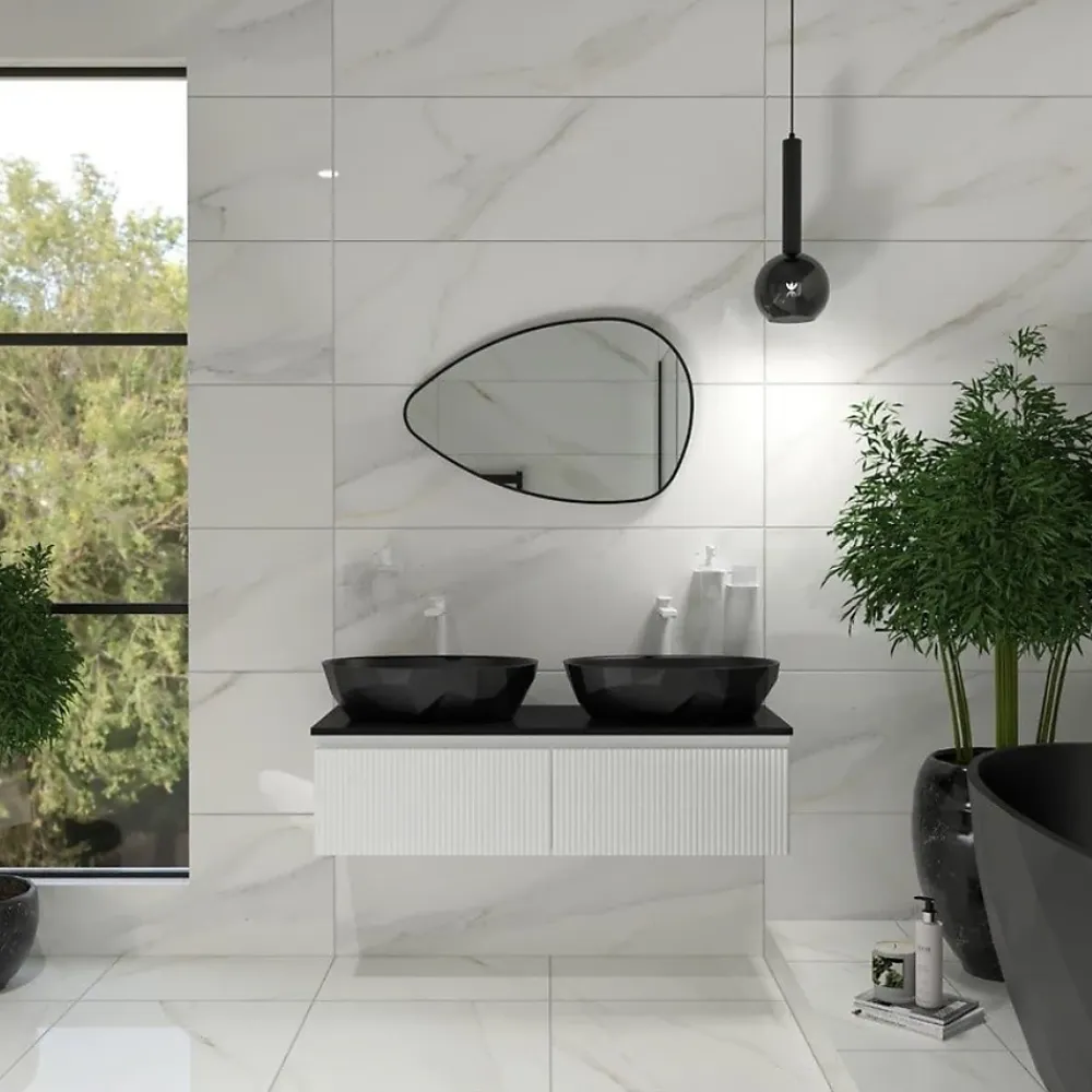 Swiss Aqua Technologies 51x80 cm Purity miroir suspendu asymétrique, cadre en aluminium, noir (SATZPURAS5180CE)