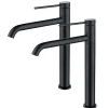 Homelody 2x Robinet Salle de Bain Haut Bec Pivotant Vasque Mitigeur de Lavabo Noir Mat Robinet en Inox SS304 pour Salle de Bain