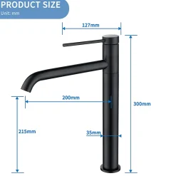Homelody 2x Robinet Salle de Bain Haut Bec Pivotant Vasque Mitigeur de Lavabo Noir Mat Robinet en Inox SS304 pour Salle de Bain