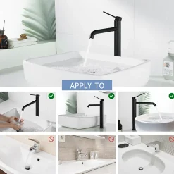 Homelody 2x Robinet Salle de Bain Haut Bec Pivotant Vasque Mitigeur de Lavabo Noir Mat Robinet en Inox SS304 pour Salle de Bain