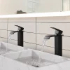 Robinet Lavabo Et Vasque|Homelody 2x Robinet Salle de Bain Noir Cascade Bec Haut Mitigeur de Lavabo Robinetterie en Acier Inox pour lavabo et vasque Design Moderne