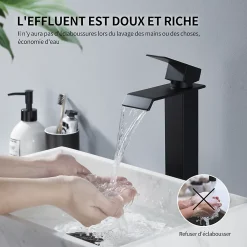 Robinet Lavabo Et Vasque|Homelody 2x Robinet Salle de Bain Noir Cascade Bec Haut Mitigeur de Lavabo Robinetterie en Acier Inox pour lavabo et vasque Design Moderne