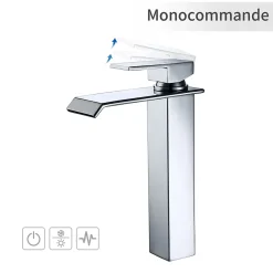 Robinet Lavabo Et Vasque|Homelody 2x Robinets Salle de Bain Cascade Mitigeurs de Lavabo Bec Haut Robinets de Lavabo Chromé Robinetteries pour Vasque Design Moderne