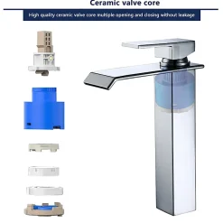 Robinet Lavabo Et Vasque|Homelody 2x Robinets Salle de Bain Cascade Mitigeurs de Lavabo Bec Haut Robinets de Lavabo Chromé Robinetteries pour Vasque Design Moderne