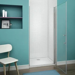 Porte De Douche|AICA Sanitaire 90x187cm Porte Pivotante Porte De Douche Paroi De Douche En Niche Verre Anticalcaire