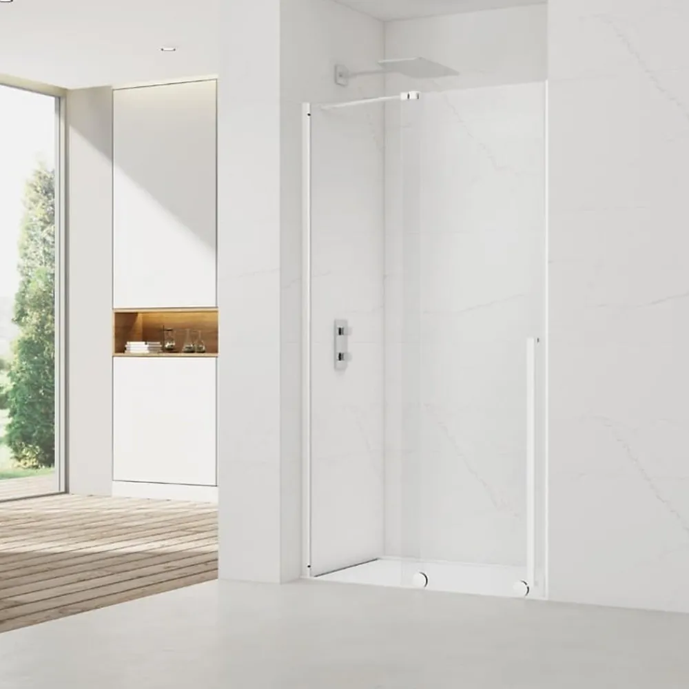 Porte De Douche|Swiss Aqua Technologies X-MOTION Porte de douche 110x200cm Coulissante, anticalcaire avec profilé blanc (SATBWIXM110NIKAB)