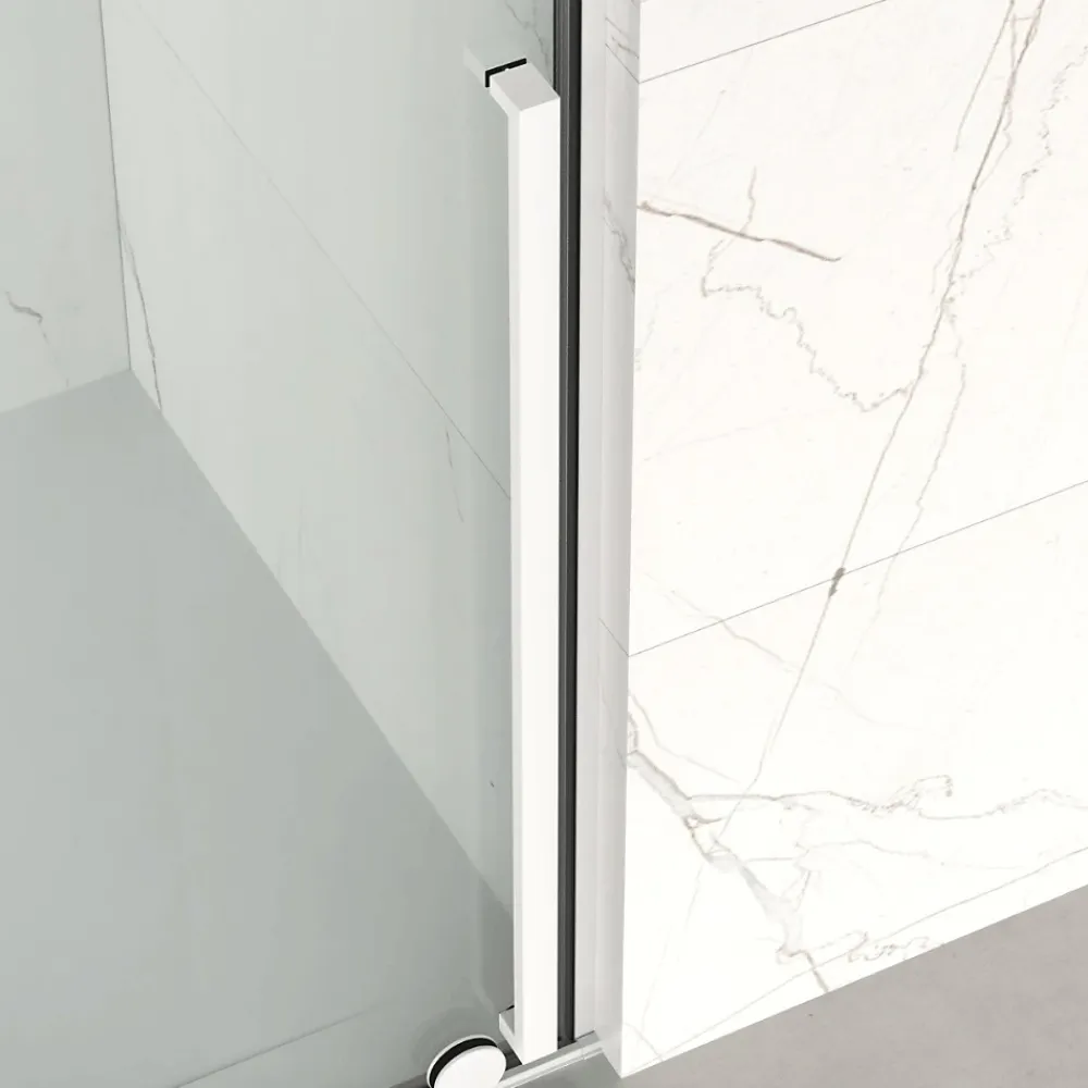 Porte De Douche|Swiss Aqua Technologies X-MOTION Porte de douche 110x200cm Coulissante, anticalcaire avec profilé blanc (SATBWIXM110NIKAB)