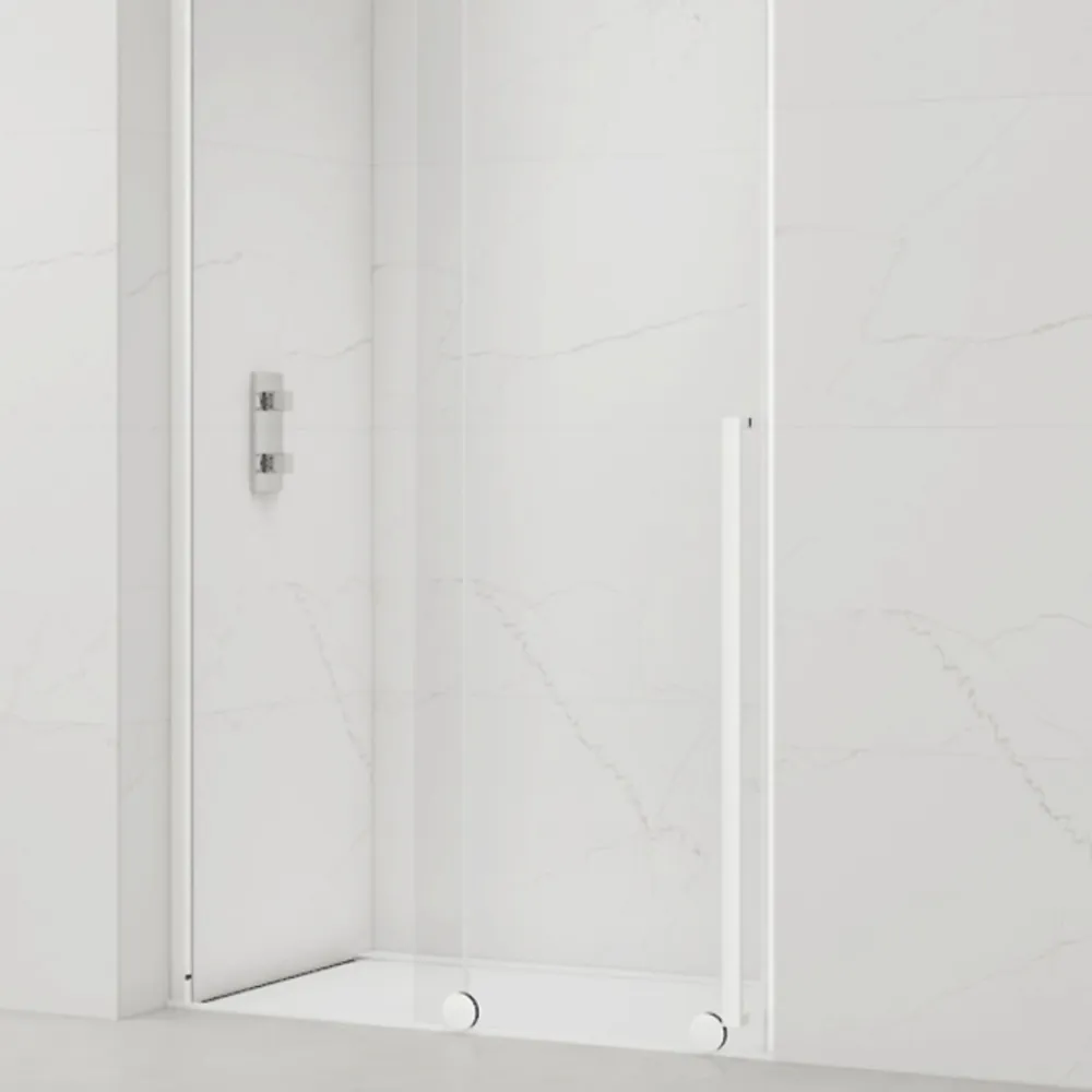 Porte De Douche|Swiss Aqua Technologies X-MOTION Porte de douche 110x200cm Coulissante, anticalcaire avec profilé blanc (SATBWIXM110NIKAB)